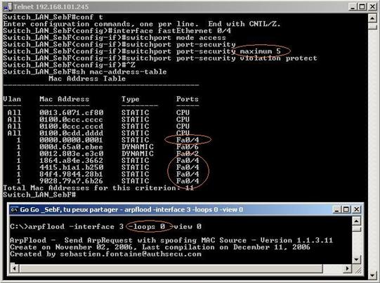 attaque-protection-switch-commutateur-ethernet protection efficace nombre adresse mac maximum port