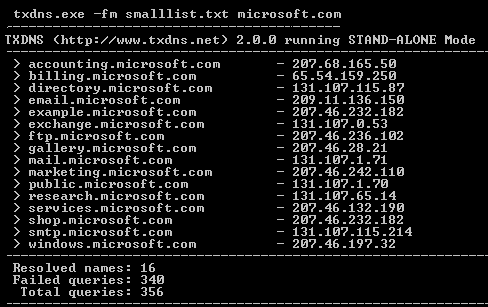 brute-force-dns mode dictionnaire