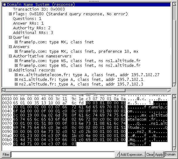 dns structure reponse analyse trame