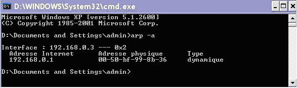 entete-arp cache hotes